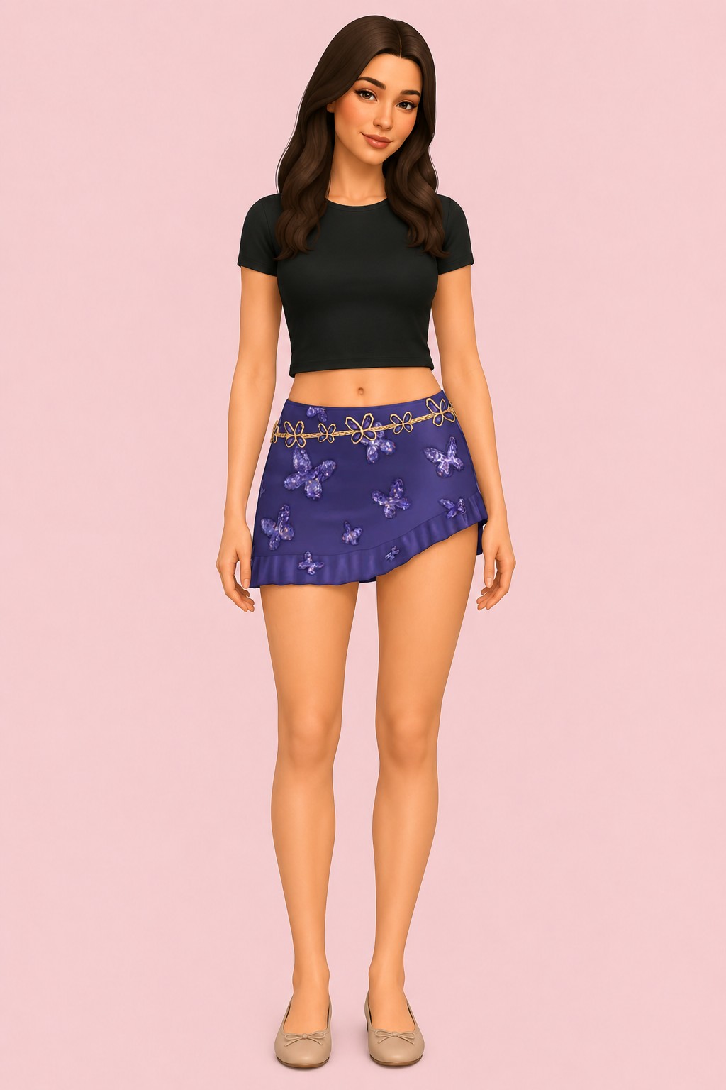 Dragonfly Mini Skirt custom content (CC) for Sims 4 by trillyke