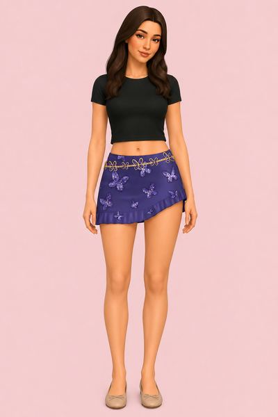 Dragonfly Mini Skirt custom content (CC) for Sims 4 by trillyke