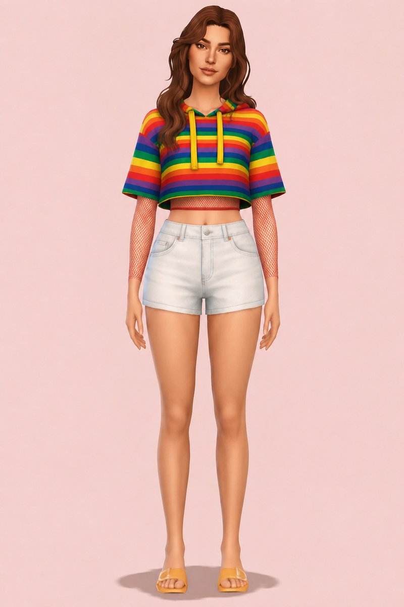 Maru Cropped Hooded Top custom content (CC) for Sims 4 by trillyke