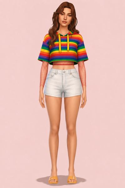 Maru Cropped Hooded Top custom content (CC) for Sims 4 by trillyke