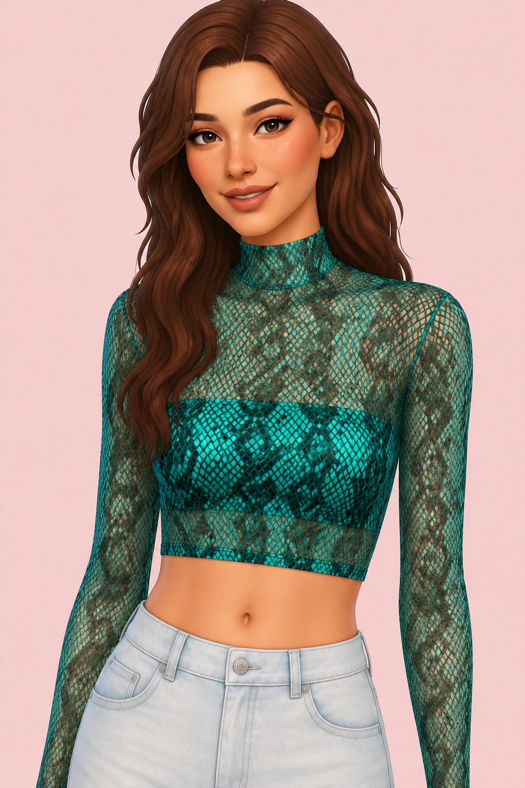 Yasu Fishnet Acc Top custom content (CC) for Sims 4 by trillyke