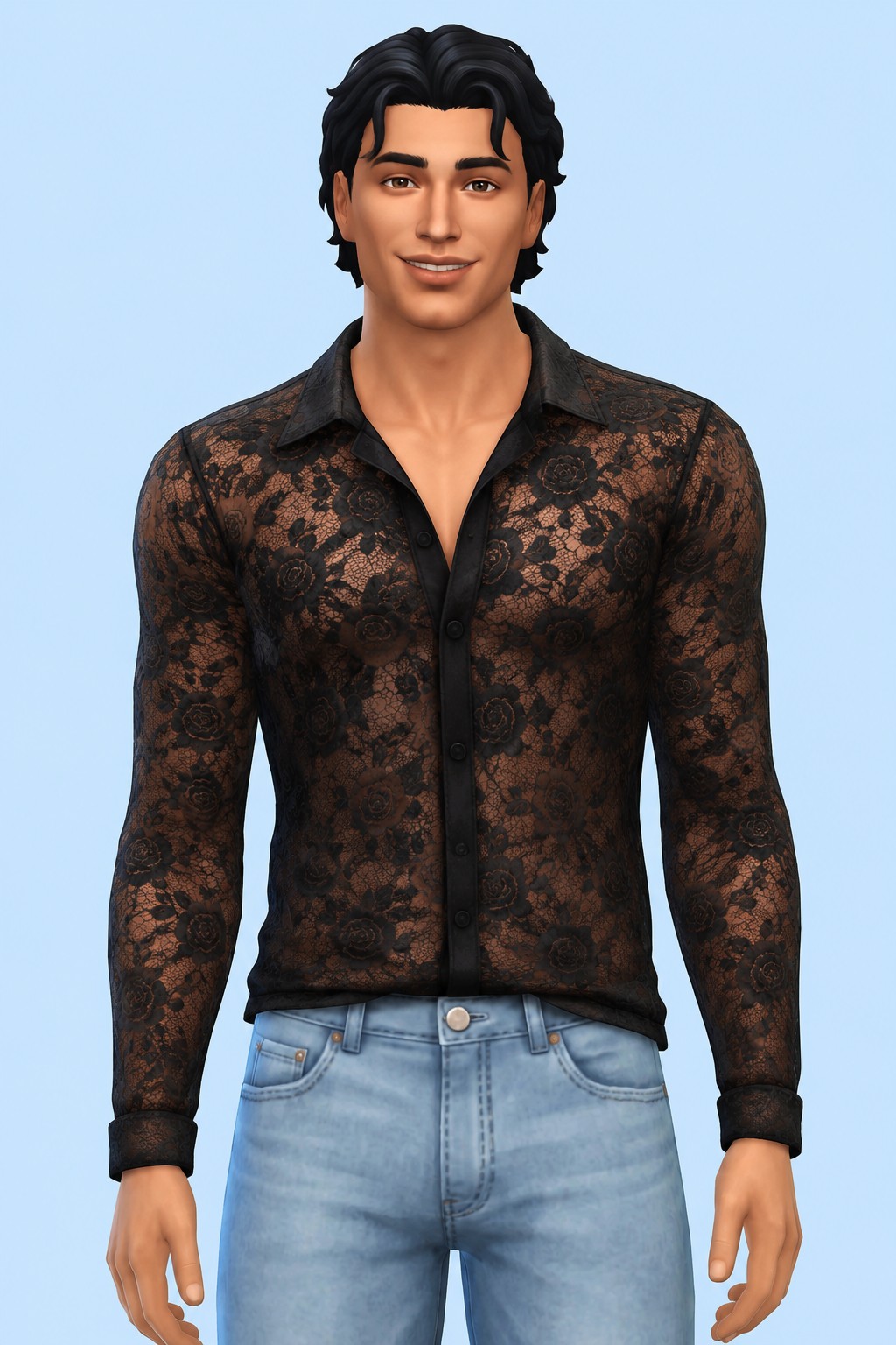 Love On The Floor Shirt + Focus Accessory Lace Top custom content (CC) for Sims 4 by trillyke