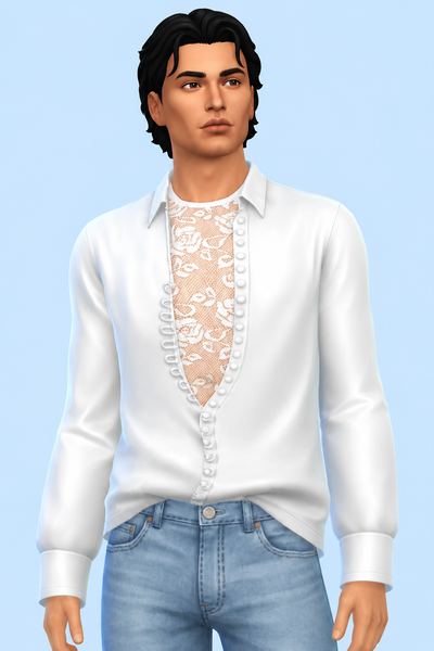Love On The Floor Shirt + Focus Accessory Lace Top custom content (CC) for Sims 4 by trillyke