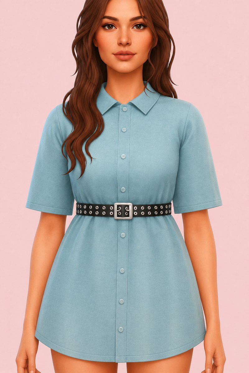 Headline Shirt Dress custom content (CC) for Sims 4 by trillyke