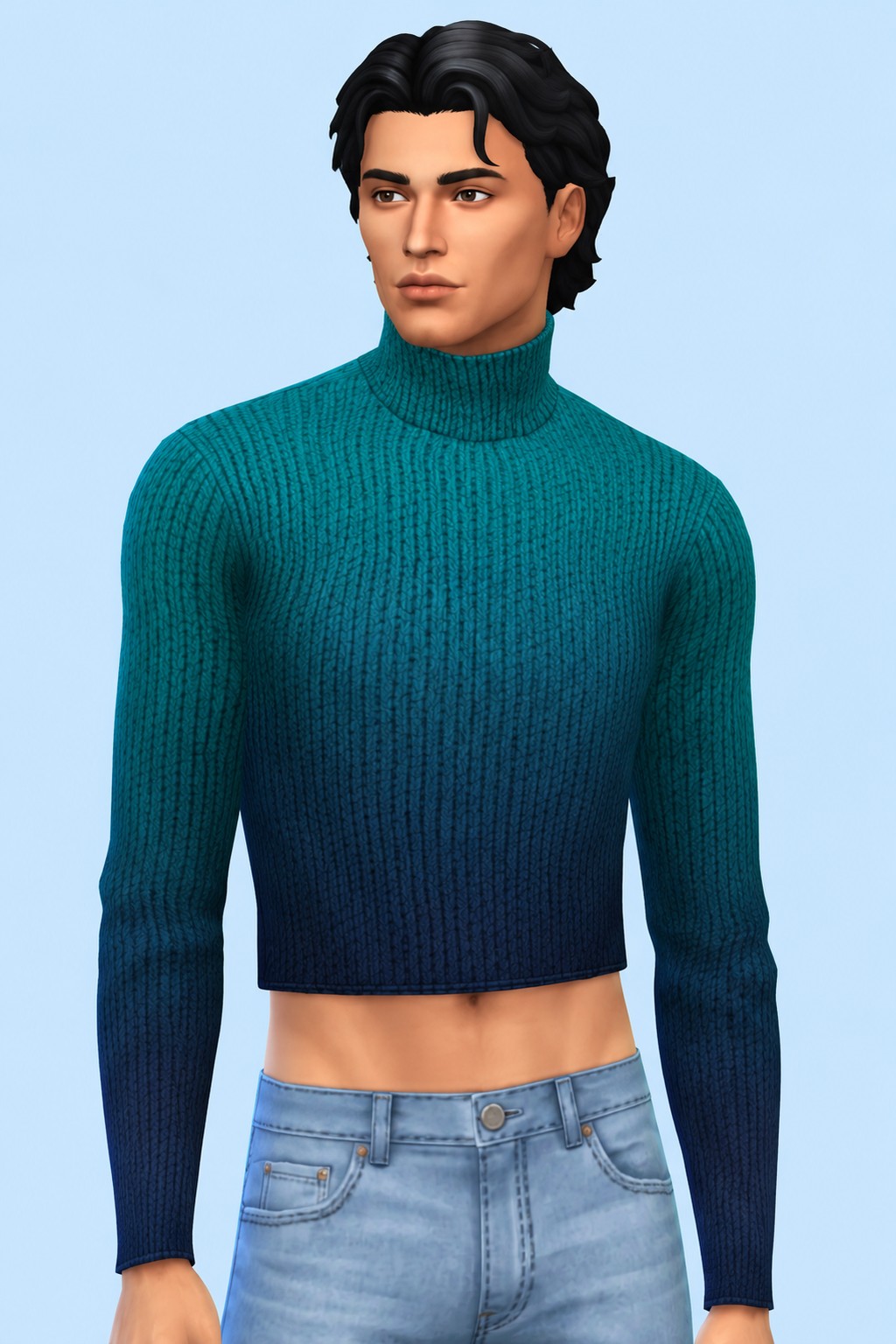 Idea Cropped Turtleneck Sweater custom content (CC) for Sims 4 by trillyke