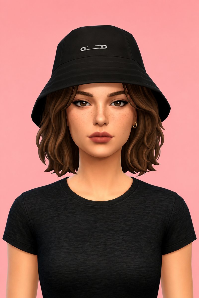 Misfit Bucket Hat custom content (CC) for Sims 4 by trillyke