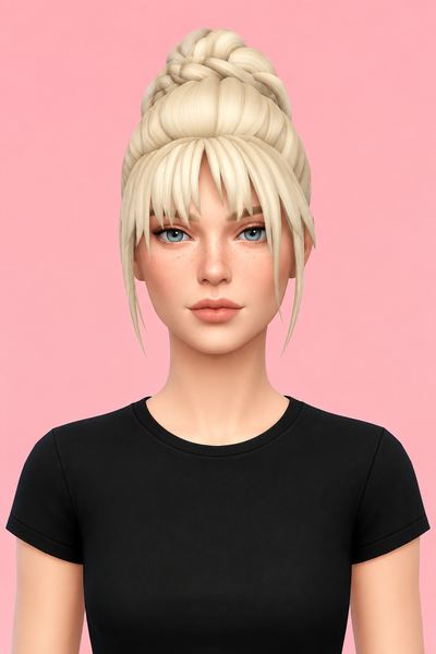 flora hair custom content (CC) for Sims 4 by okruee