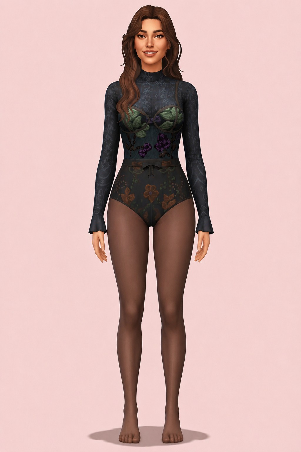 Turtleneck Bodysuit custom content (CC) for Sims 4 by okruee
