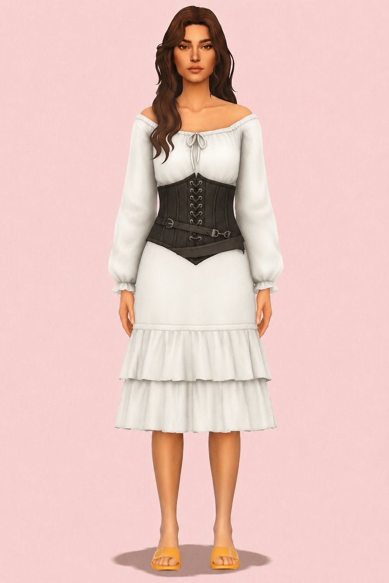 rosemary dress custom content (CC) for Sims 4 by okruee