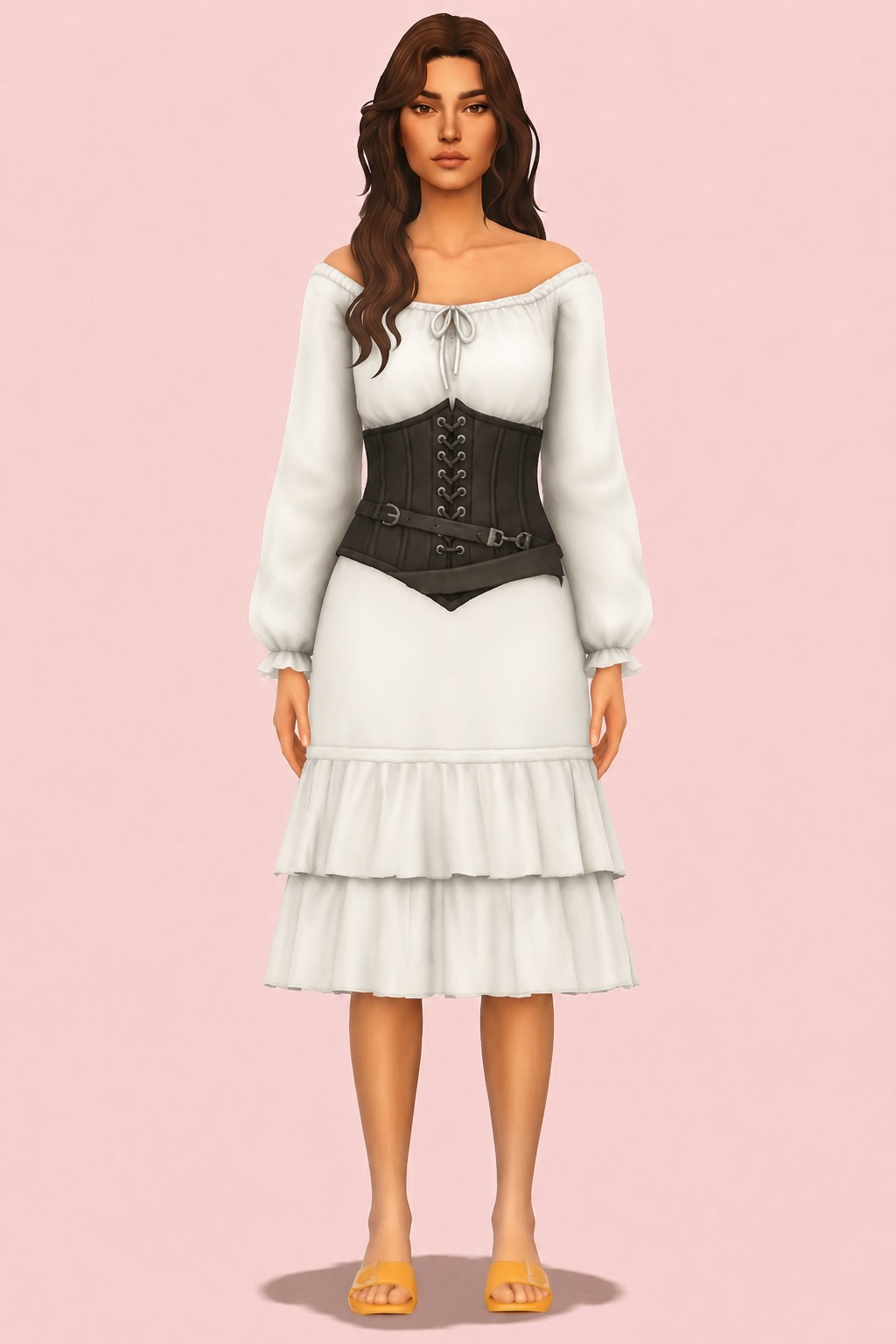 rosemary dress custom content (CC) for Sims 4 by okruee