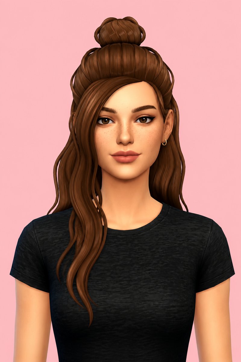 Penelope Hair custom content (CC) for Sims 4 by clumsyalien