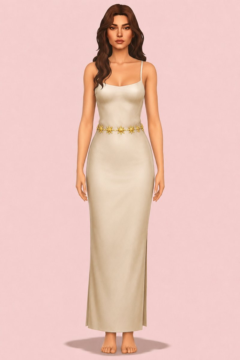 Soleil Dress custom content (CC) for Sims 4 by clumsyalien