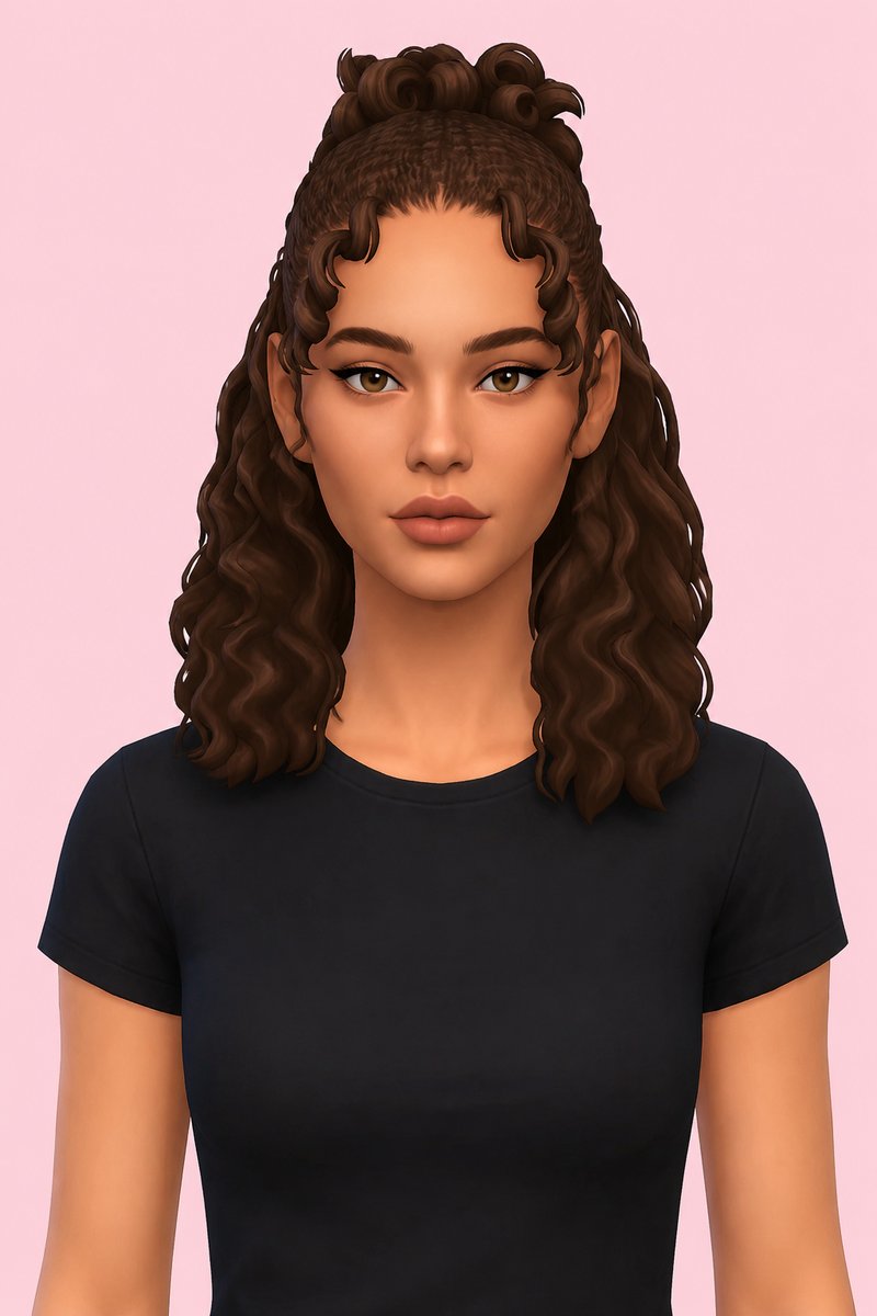 Deena Hairstyle: custom content (CC) for Sims 4 by oakiyo