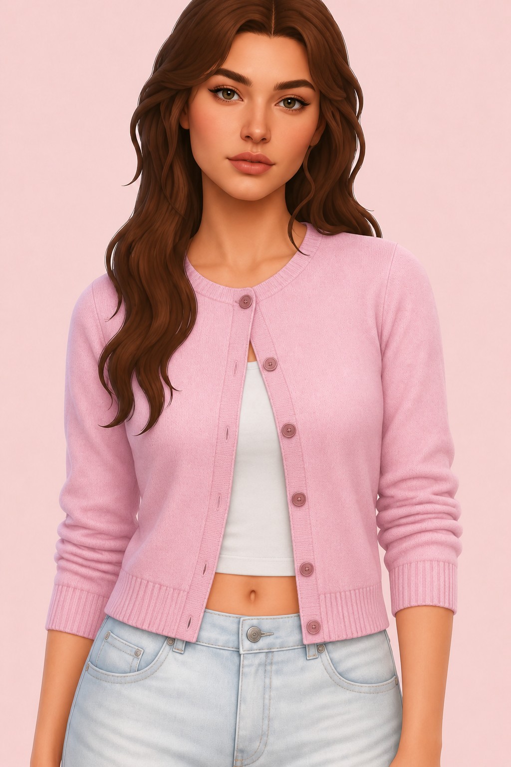 Lavender Cardigan custom content (CC) for Sims 4 by oakiyo