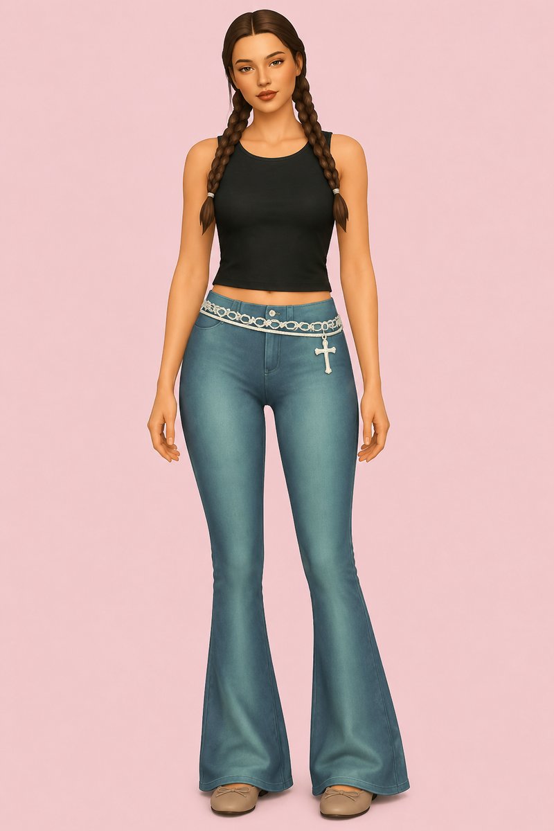 Rosa Jeans custom content (CC) for Sims 4 by oakiyo