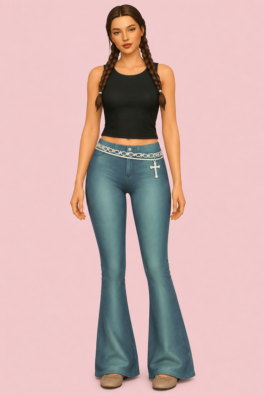 Rosa Jeans custom content (CC) for Sims 4 by oakiyo