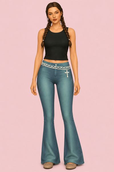 Rosa Jeans custom content (CC) for Sims 4 by oakiyo