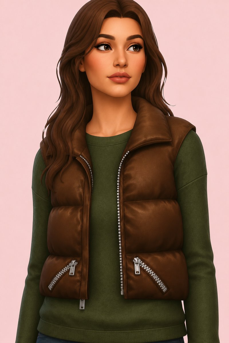 Julia Gilet Sweater: custom content (CC) for Sims 4 by oakiyo