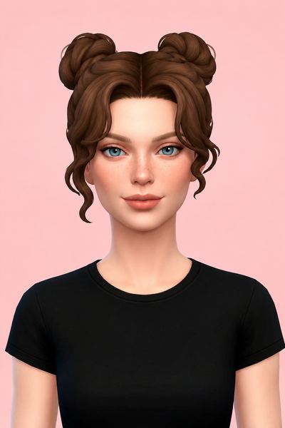Hallie Hair custom content (CC) for Sims 4 by oakiyo