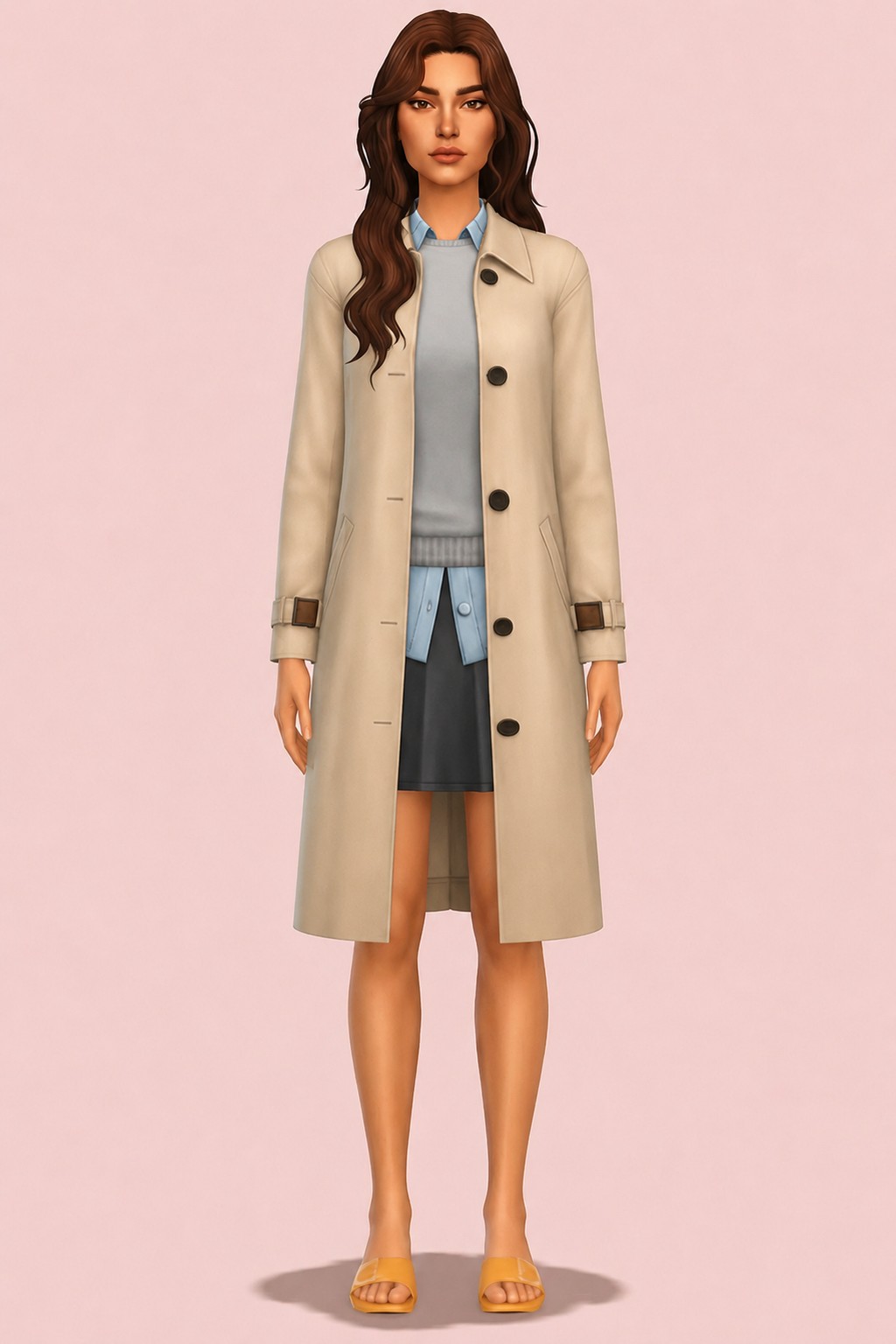 Lacey Trenchcoat custom content (CC) for Sims 4 by oakiyo