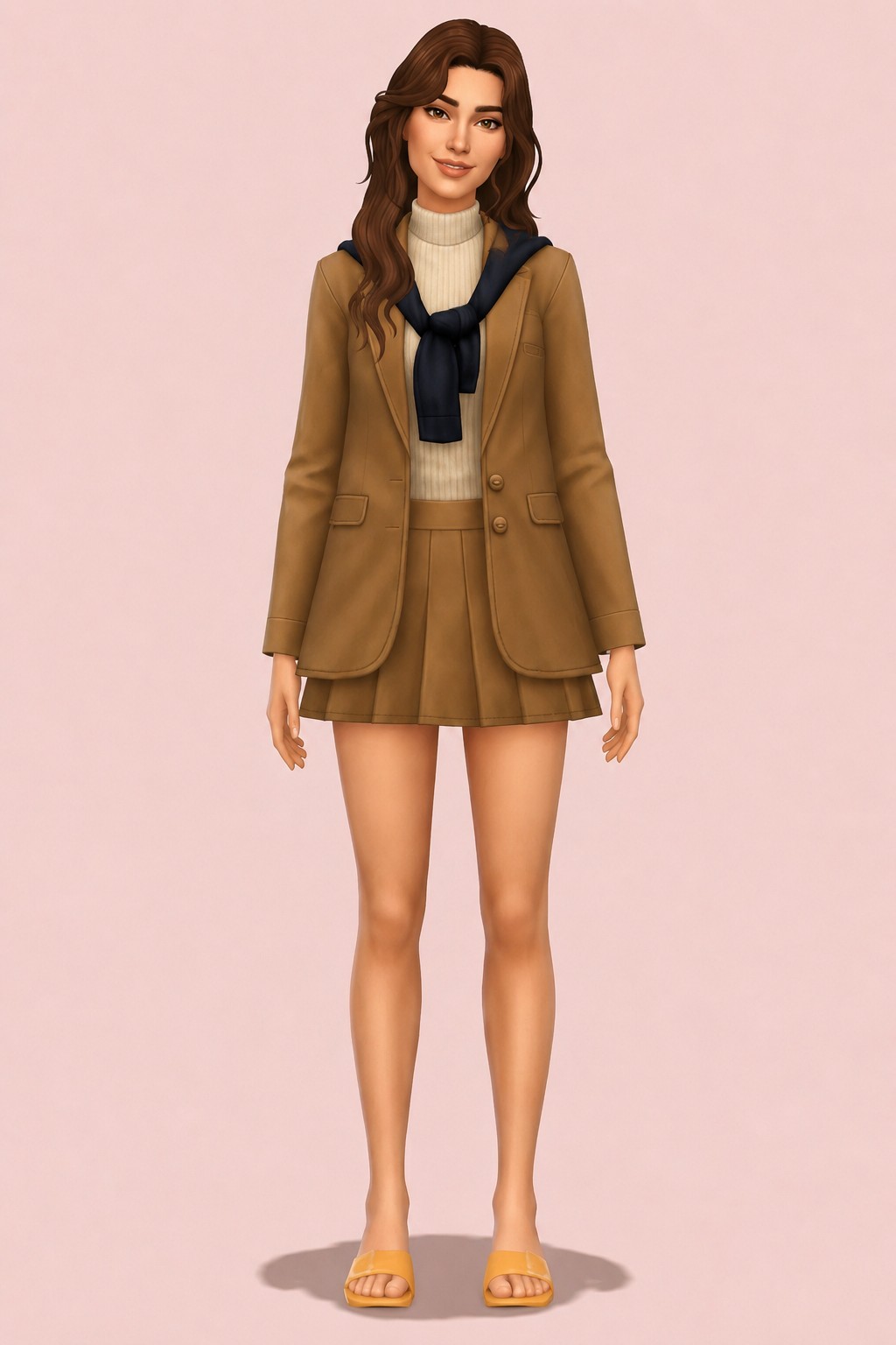 Indina Blazer Outfit custom content (CC) for Sims 4 by oakiyo