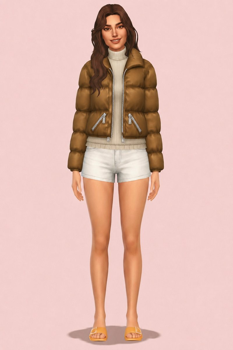 Roxy Puffer Coat custom content (CC) for Sims 4 by oakiyo