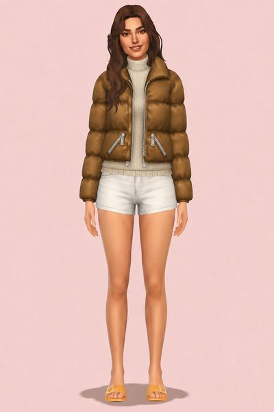 Roxy Puffer Coat custom content (CC) for Sims 4 by oakiyo