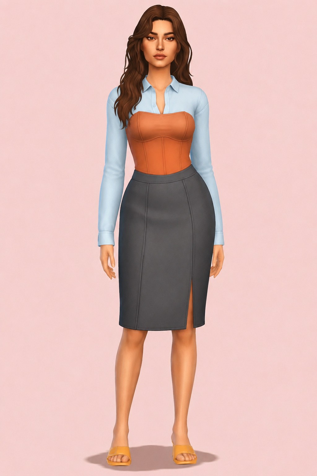 Clara Corset Dress custom content (CC) for Sims 4 by oakiyo