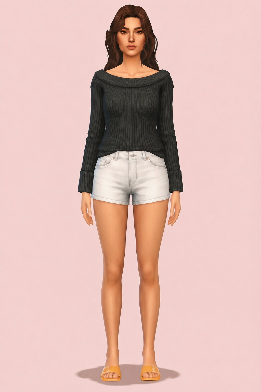 Claire Denim Sweater custom content (CC) for Sims 4 by oakiyo