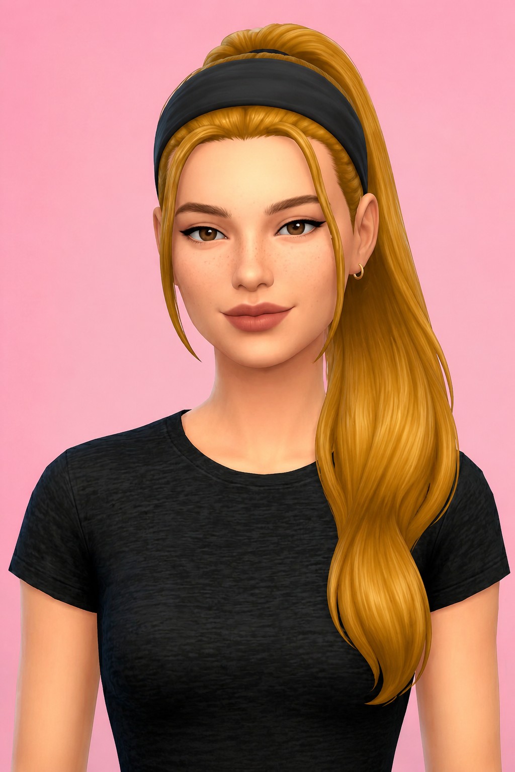 Leoni Hair Ponytail custom content (CC) for Sims 4 by oakiyo