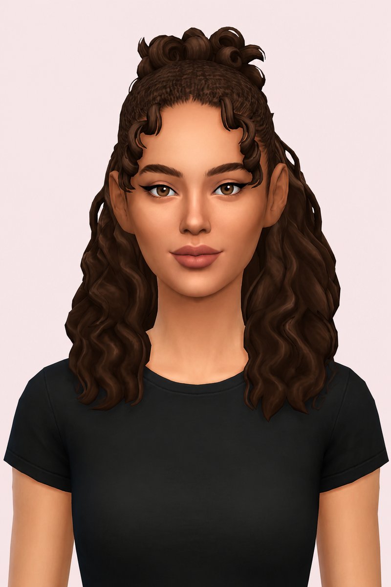 Emery Hair custom content (CC) for Sims 4 by oakiyo