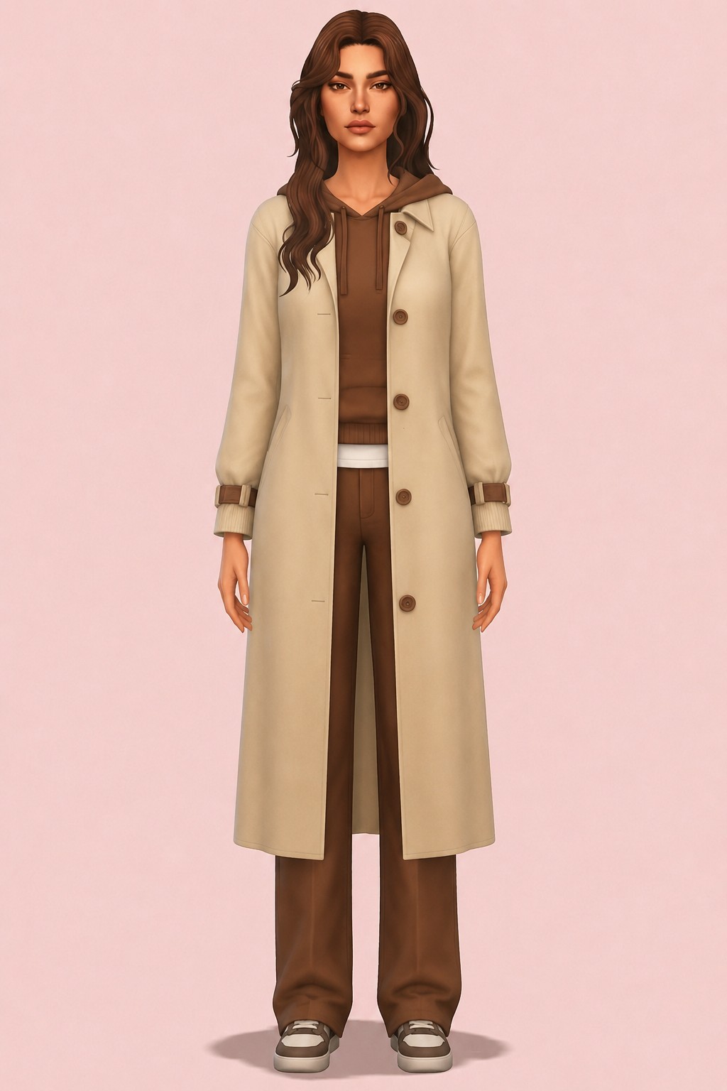 Florence Trench Coat custom content (CC) for Sims 4 by oakiyo