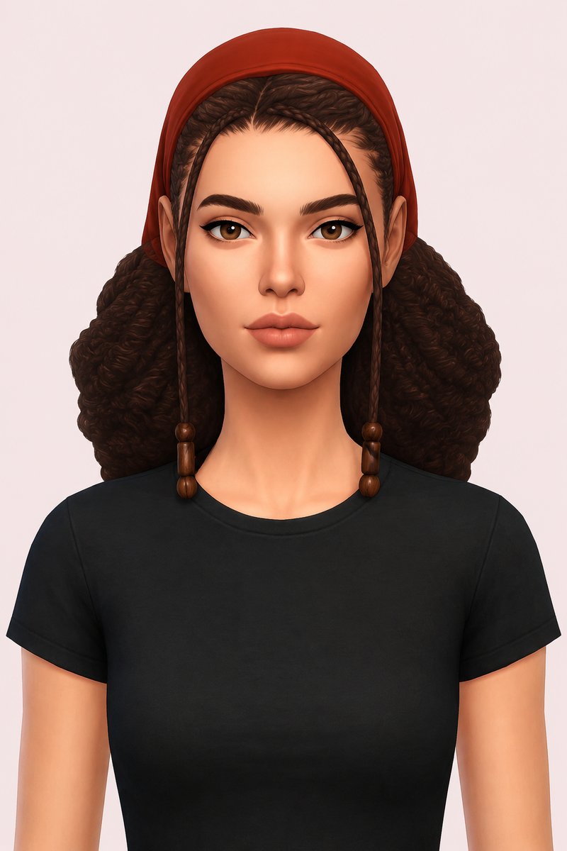 Adrienna Hair custom content (CC) for Sims 4 by oakiyo