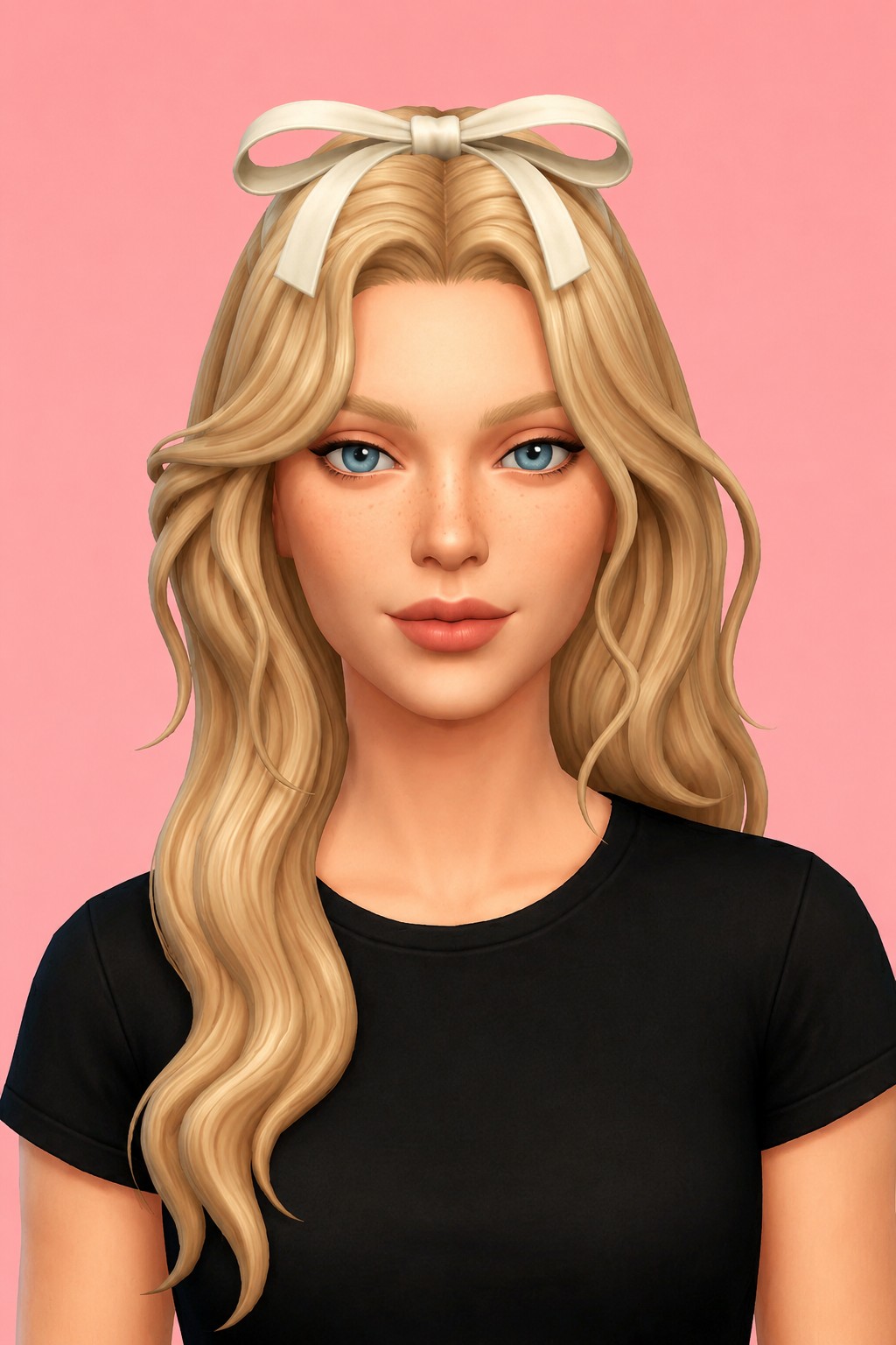 Frankie Hair - Bow Accessory custom content (CC) for Sims 4 by oakiyo