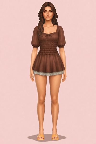 Maple Dress custom content (CC) for Sims 4 by oakiyo
