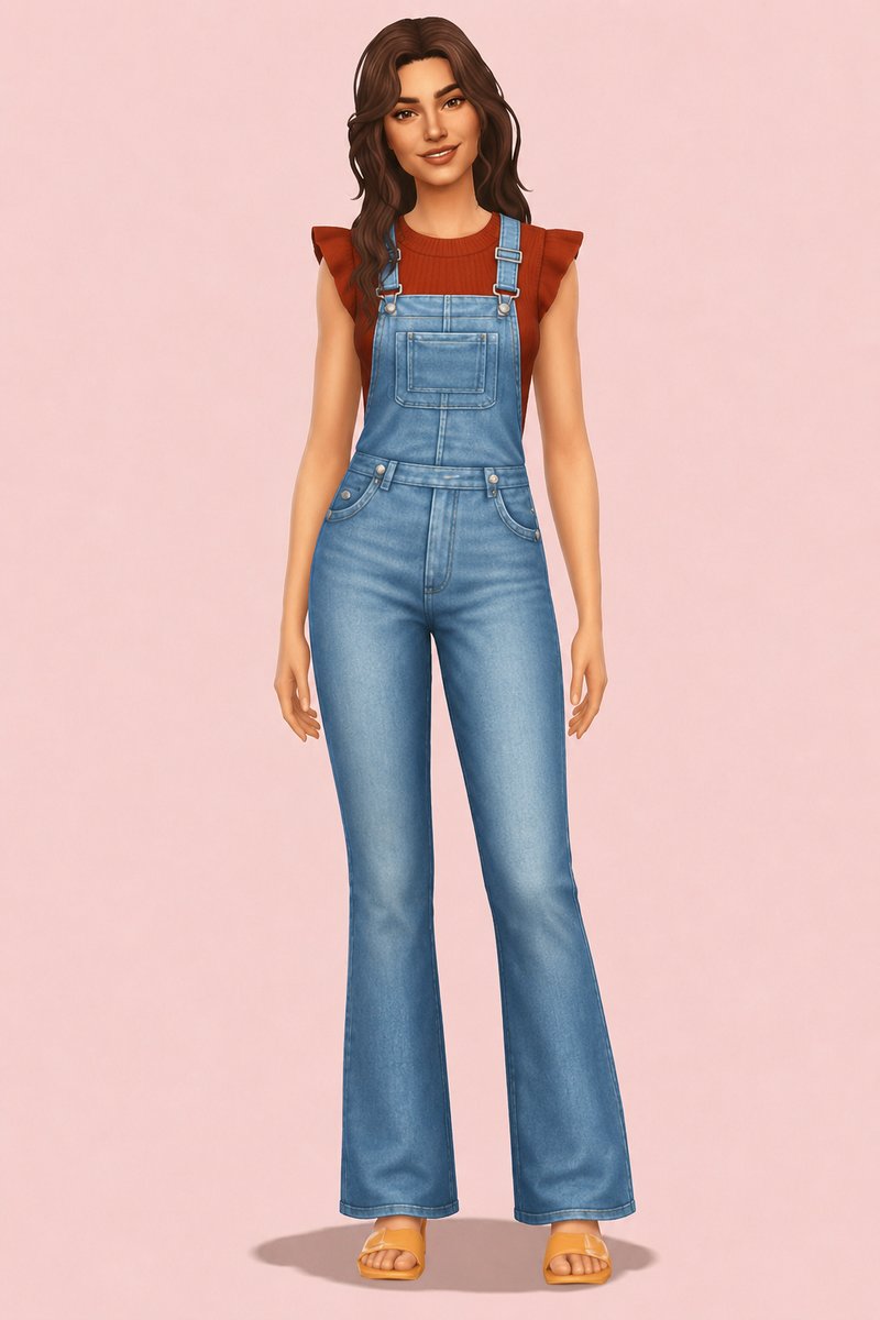 Sally Overalls custom content (CC) for Sims 4 by oakiyo