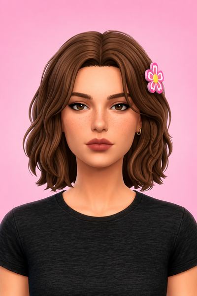 Kelly Hair Flower Accessory custom content (CC) for Sims 4 by oakiyo