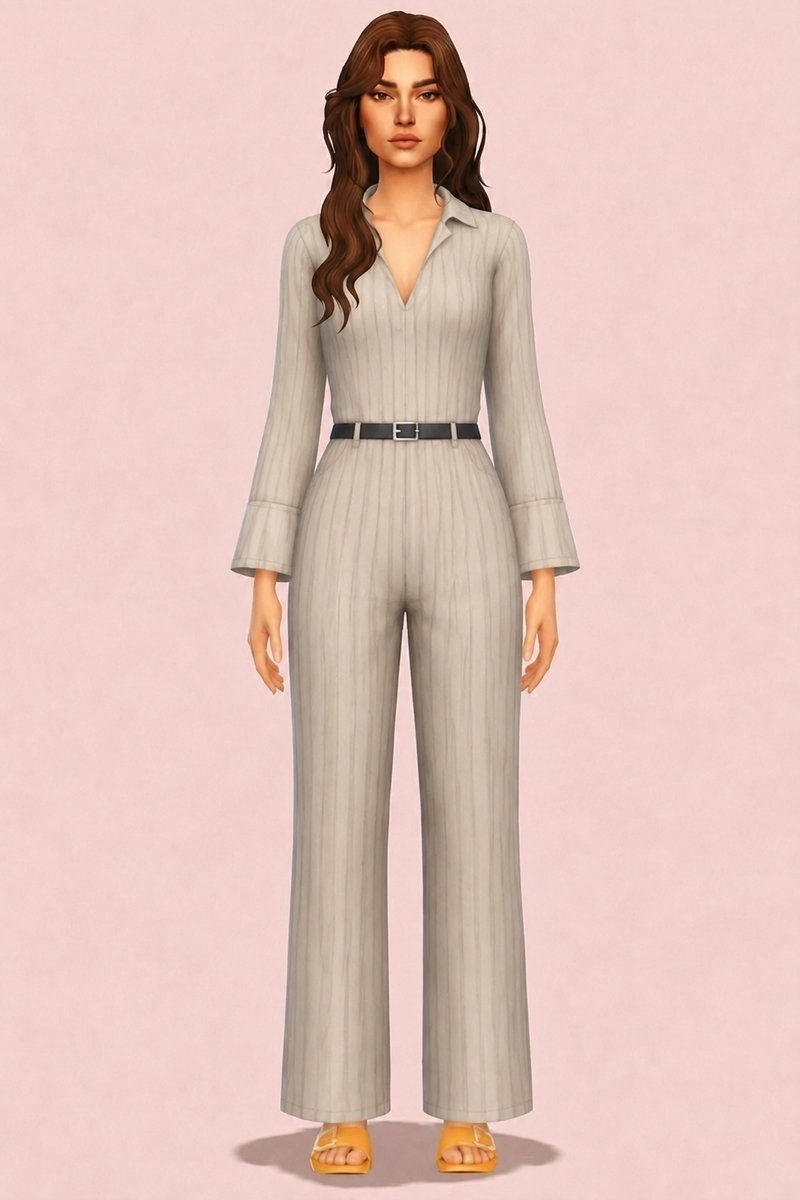 Connie Jumpsuit custom content (CC) for Sims 4 by oakiyo