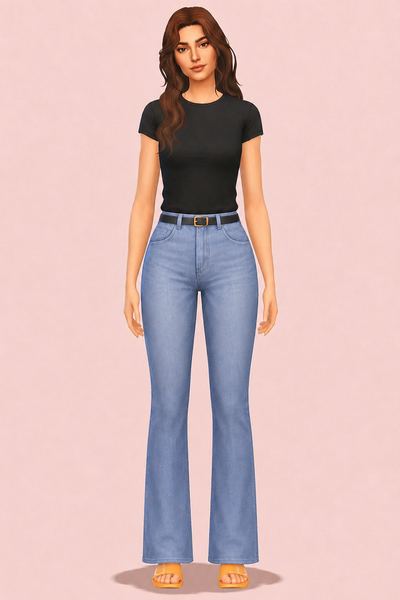 Corinna Jeans - Belt Accessory custom content (CC) for Sims 4 by oakiyo
