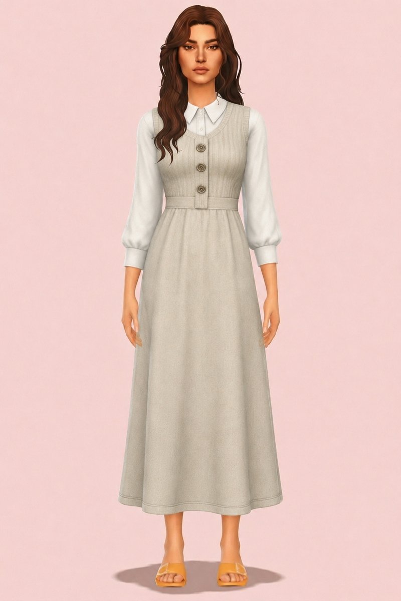 Laura Jumper Dress custom content (CC) for Sims 4 by oakiyo