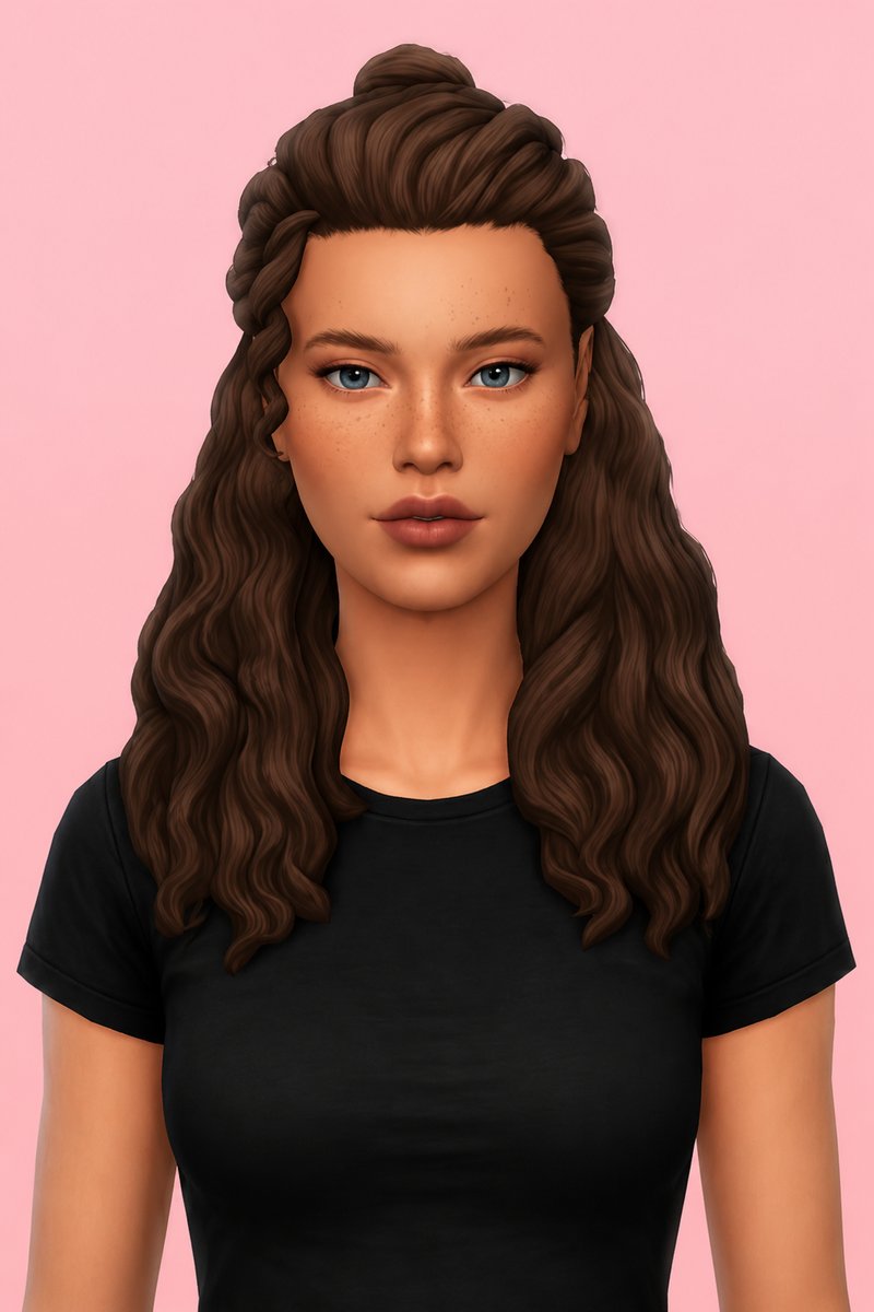 Luna Hair custom content (CC) for Sims 4 by oakiyo