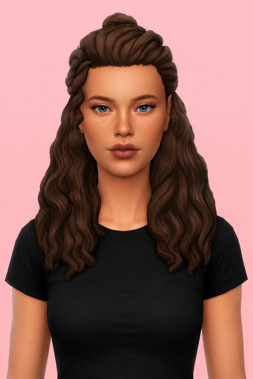 Luna Hair custom content (CC) for Sims 4 by oakiyo