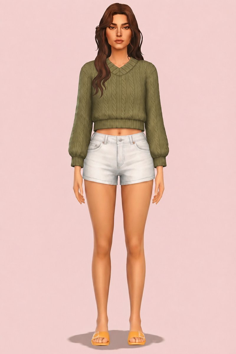 Cropped Sweater custom content (CC) for Sims 4 by oakiyo