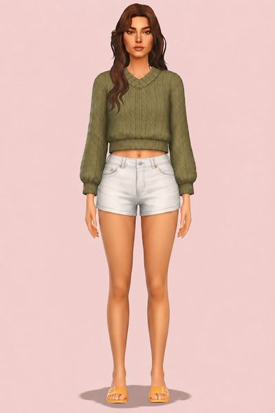 Cropped Sweater custom content (CC) for Sims 4 by oakiyo