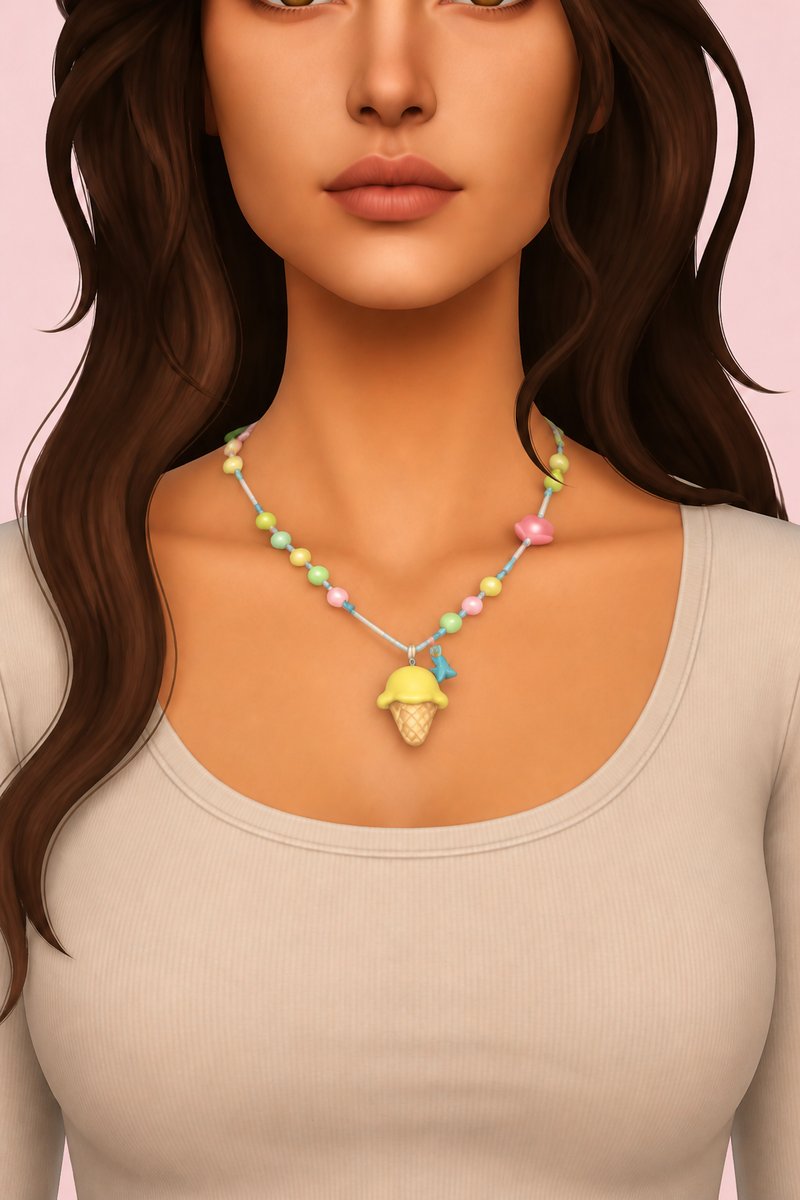 Icecream Necklace custom content (CC) for Sims 4 by oakiyo