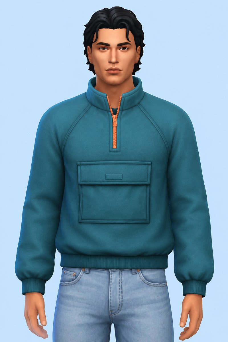 Pullover Jacket custom content (CC) for Sims 4 by oakiyo
