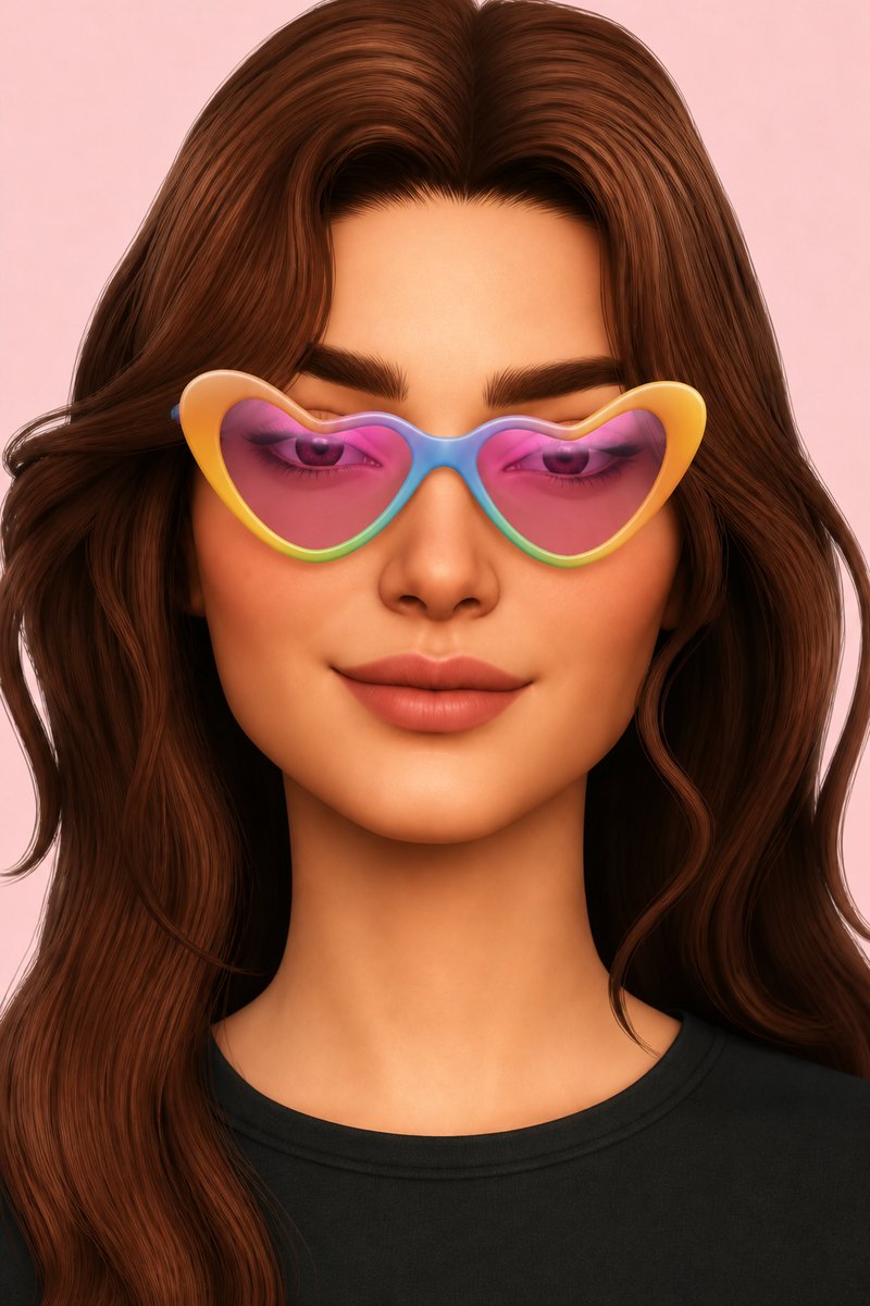 Asymetric Heart Sunglasses custom content (CC) for Sims 4 by marsmerizingsims