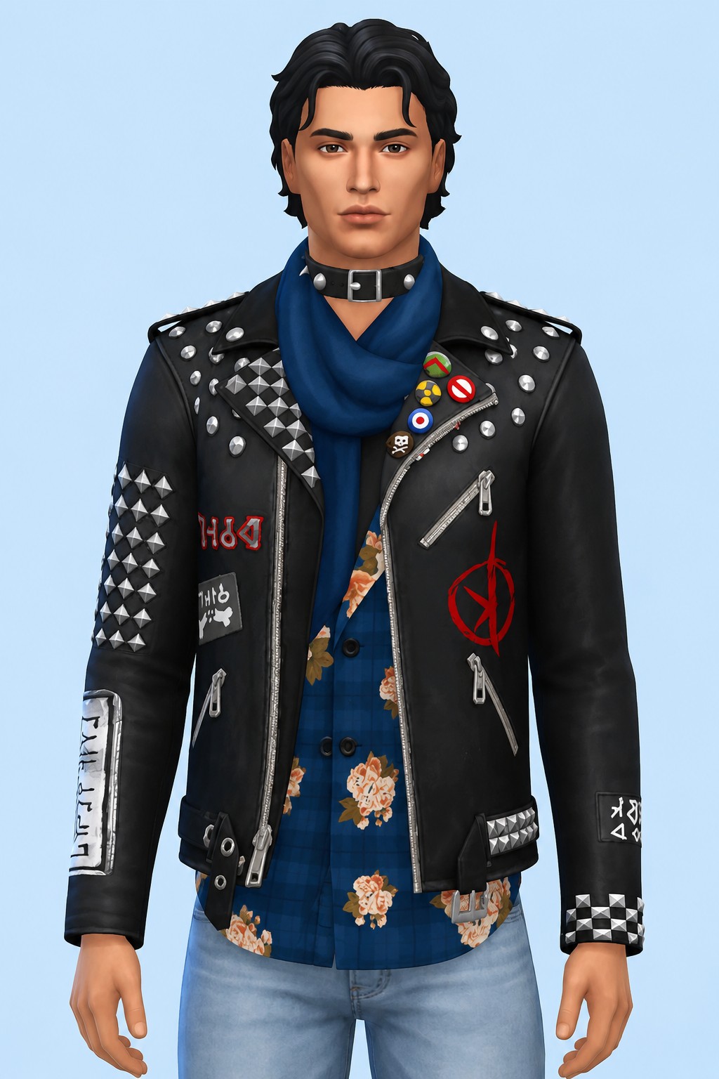 Punk Aaron Double Jacket custom content (CC) for Sims 4 by marsmerizingsims