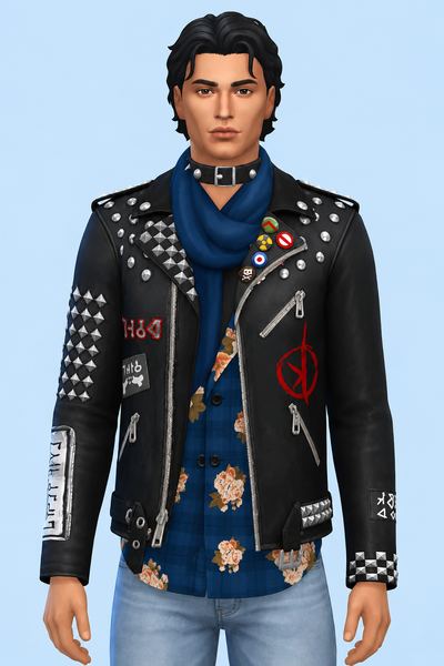 Punk Aaron Double Jacket custom content (CC) for Sims 4 by marsmerizingsims