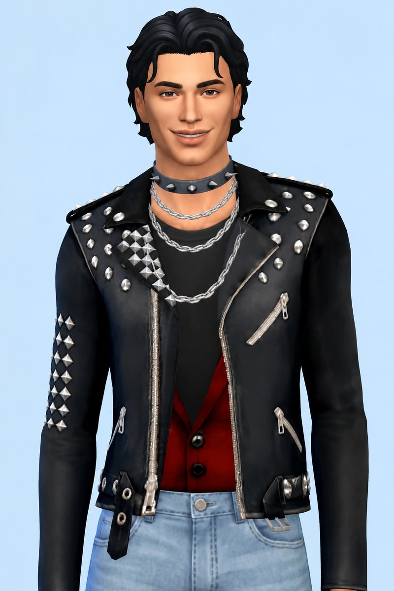 Punk Aidan Double Jacket custom content (CC) for Sims 4 by marsmerizingsims